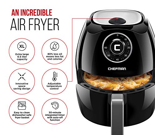 Chefman Oil Free Hot Air Fryer with 60 Minute Timer & Auto Shut Off, X-Large Black  
Chefman 6.5 Quart Air Fryer Oven fo