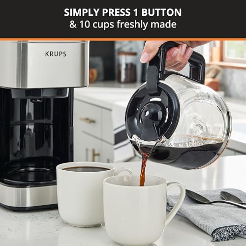 KRUPS newer model 10-cup drip coffee maker for busy professionals
| KRUPS newer model 10-cup silver drip coffee maker i