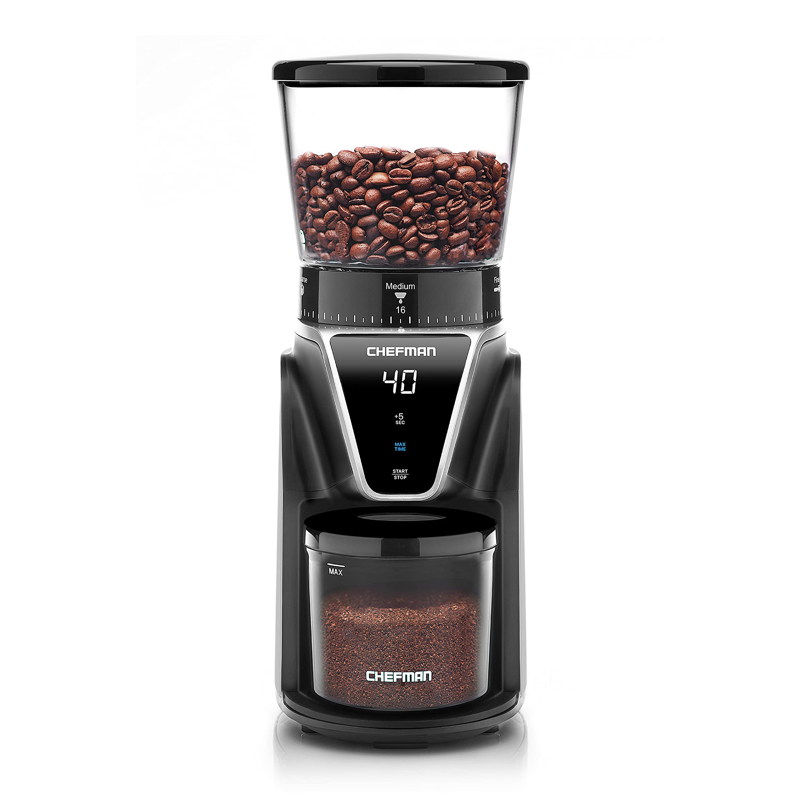 Chefman Conical Burr Coffee Grinder, Fine Flavor Control For Coffee Lovers, Precision Grind Settings For All Brewing Met